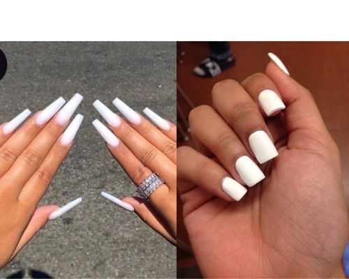 Short Coffin Milky White Acrylic Nails - YouTube