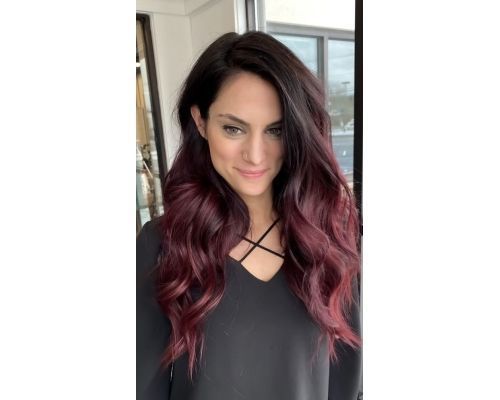 Burgundy Red Balayage For Black Hair