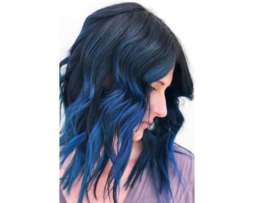 Midnight Shadows Blue Balayage For Black Hair