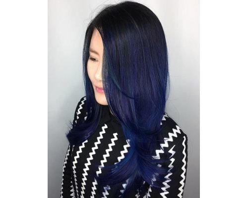 Poseidon’s Whispers Blue Root-Melt Balayage For Black Hair