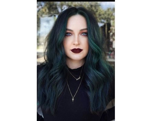 Emerald Hued Balayage For Black Hair