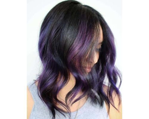 Eggplant Purple Balayage For Black Hair