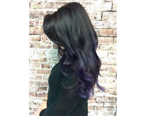 Subtle Purple Balayage For Black Hair