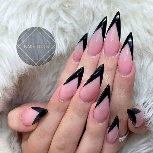 Fantastic Black French Manicure design