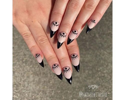 Eye-of-Horus-Black-French-Tip-Nails