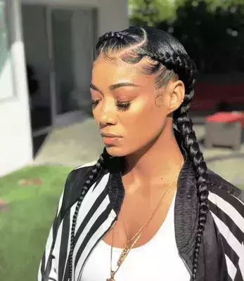two french braids natural hair
