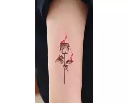 Flame Rose Tattoo  Rose tattoo design Tattoos Rose tattoos for women
