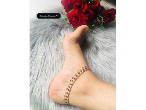 Dotted Floral Ankle Henna Design