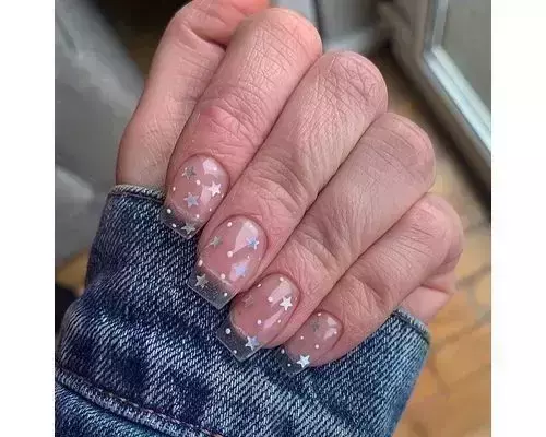 Set Of 100Pcs Professional Transparent Nails With Glue