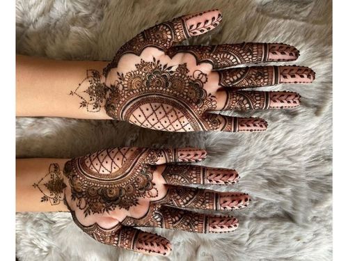 Symmetric Palm Henna Design