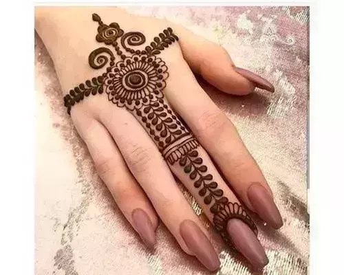 Beautiful One Finger Mehndi Design On Hand Stock Photo | Adobe Stock