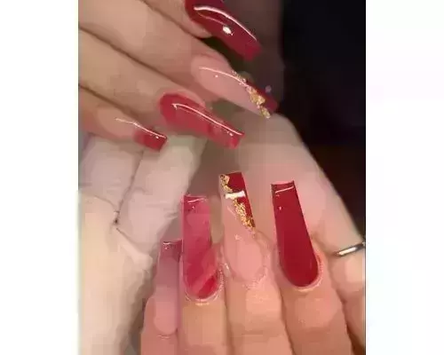 Red Ombre Coffin Nails - wide 11