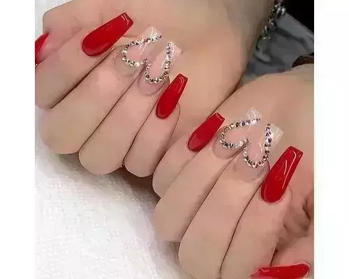 Golden Red Rhinestone Burgundy Coffin False Nails Sainsburys With Luxury  Diamond Crystal And Gothic Press On Nail Gel Design From Shengku, $15.39 |  DHgate.Com