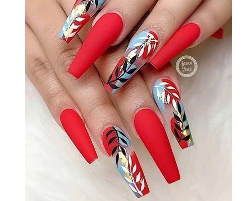 Red Acrylic Coffin Nails - wide 4