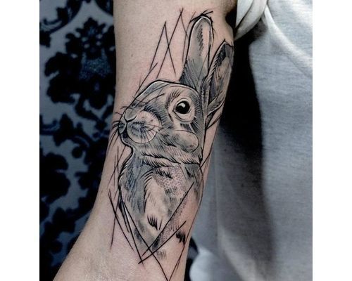 Geometric Dotwork Rabbit Tattoo