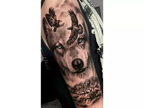 Wolf Tattoos With Eagle