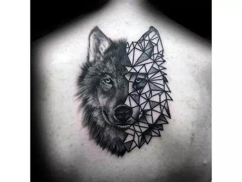 Geometric Wolf Tattoo