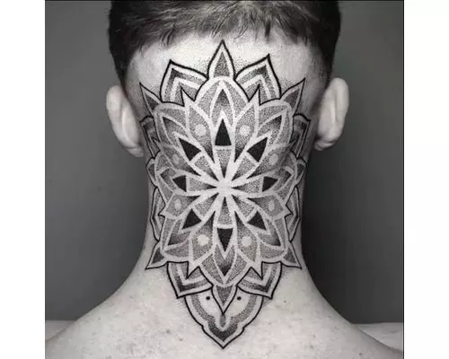 7. Mandala neck tattoo - wide 7