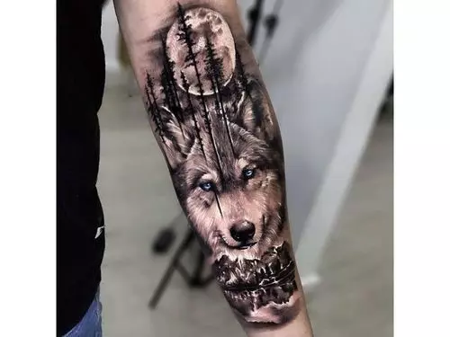 Wolf In Woods Tattoo