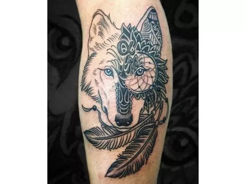 Dream Catcher Wolf Tattoo
