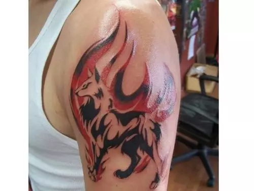 Wolf Tattoo With Flame