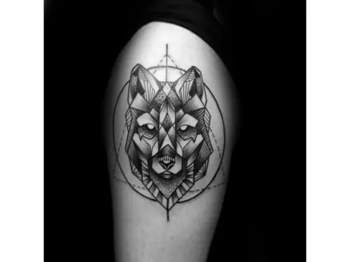 Wolf Tattoo With Circles