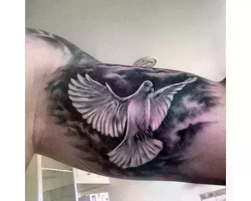 A dove tattoo RIP dad by Tony Raz Mayan Roots Tattoo in Renton WA  r tattoos