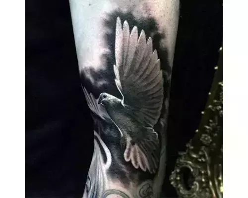 jordancampbellart:pigeon-pigeon-bird-dove -wings-black-and-grey-fine-line-single-needle-realistic -illustrative-portrait-nature-memorial-arm-half-sleeve-in-progress