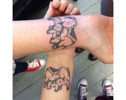 Fun little motherdaughter elephants done at One Love Tatt  Flickr