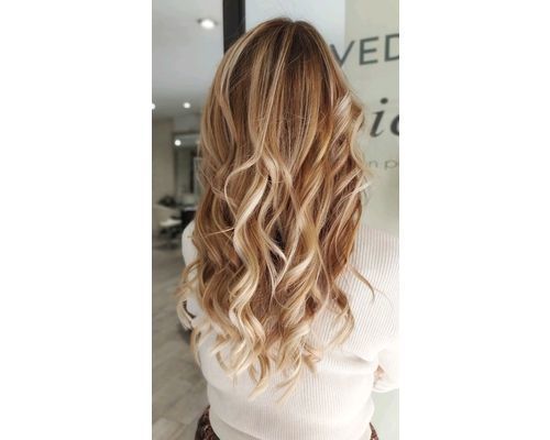 Honey Blonde with Vibrant Ribbons