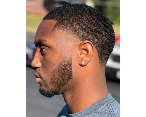Low Temple Fade with Line Up black men