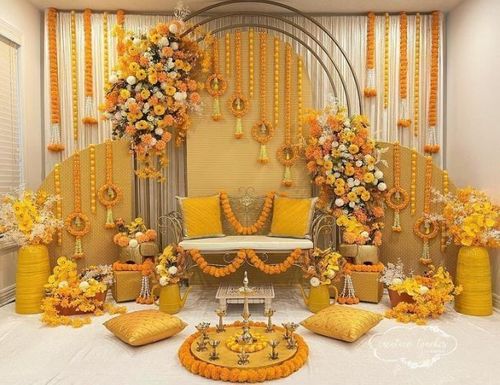 Pakistani Mehndi event decorations by Tulips Events | Best Mehndi Stages