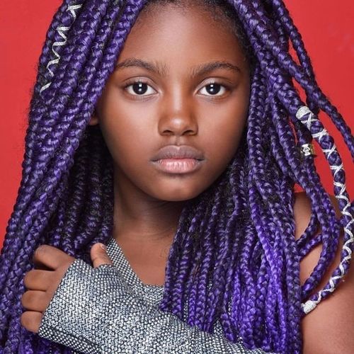 Purple box braids for girl