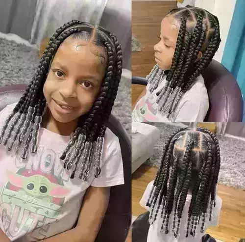 Kids braided hairstyles with beads 