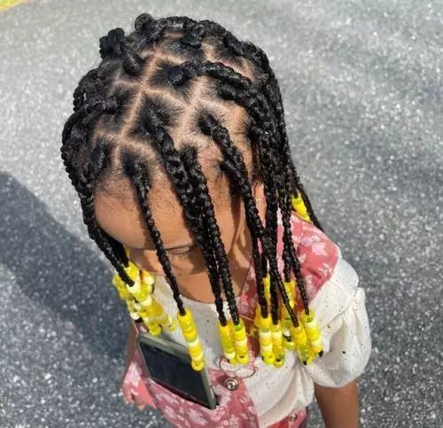 Kids box braids w_ jumbo beads