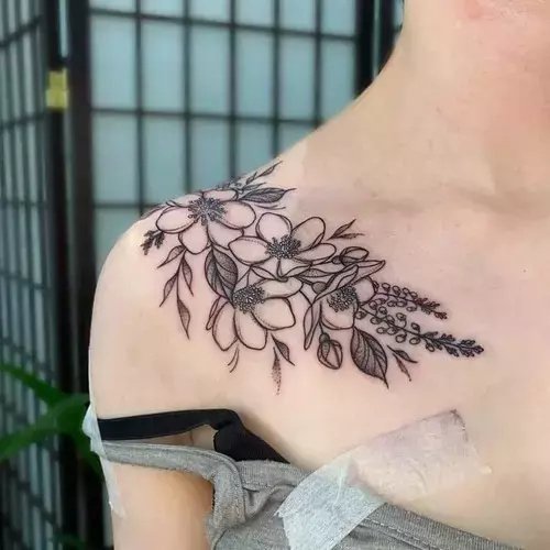 Jasmine tattoo on shoulder 1