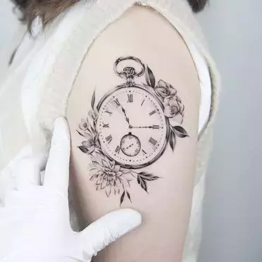 Fabulous clock shoulder tattoo