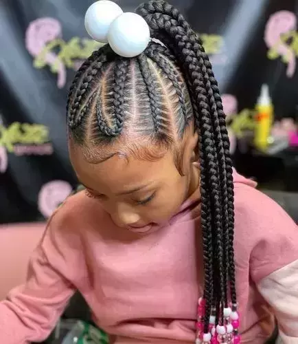 Kids braided hairstyles with beads 