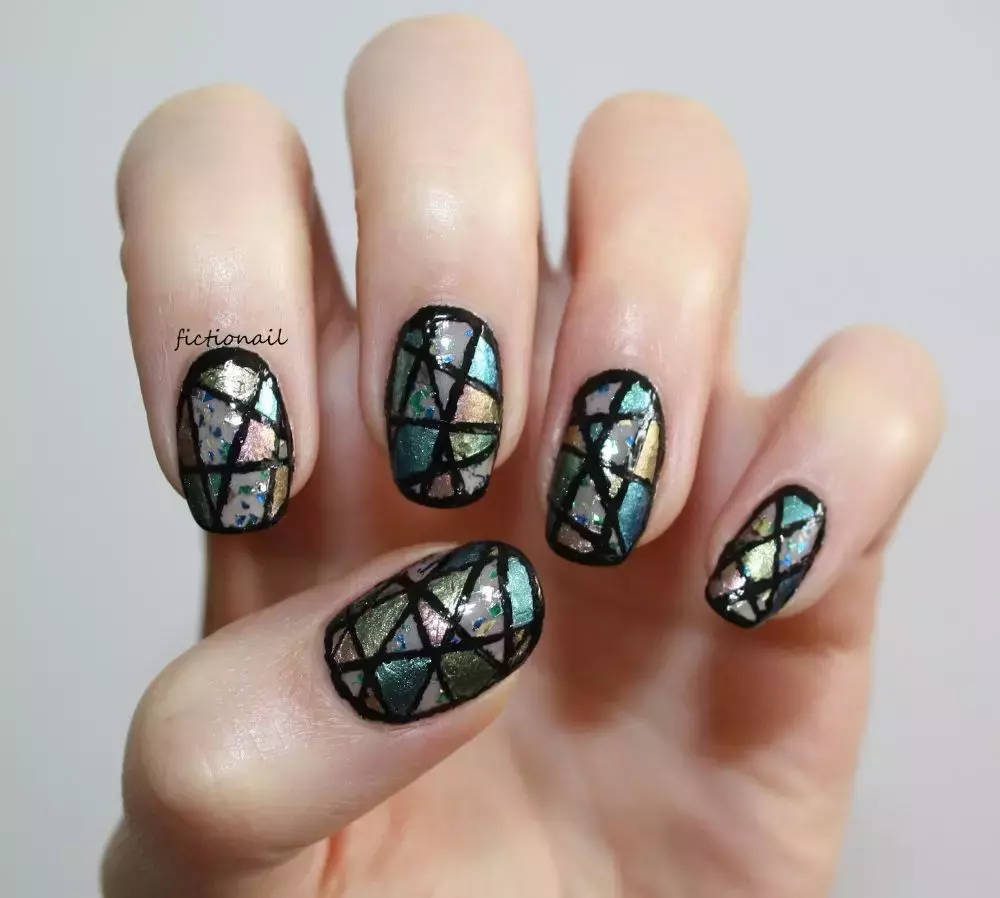 negative space stained glass nails