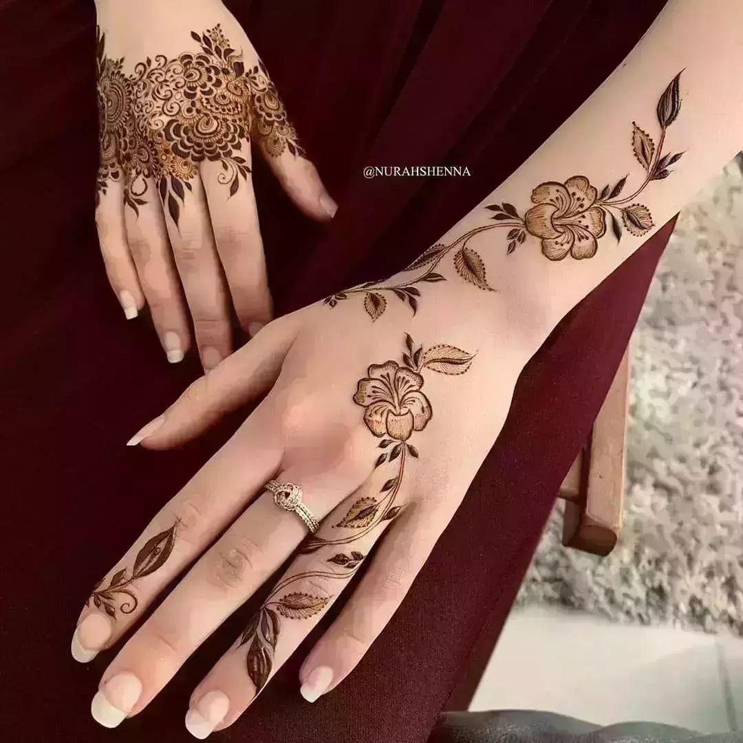 Buy Finger Boder Mehndi Tattoo Flower Henna Tattoo Hand Mehndi Boder Tattoo  For Women Temporary Tattoo Online In India At Discounted Prices