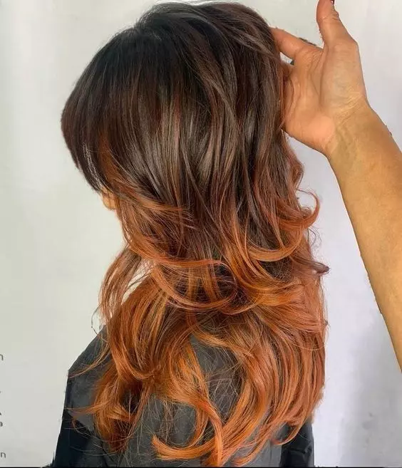 Butterfly Cut With Copper Balayage