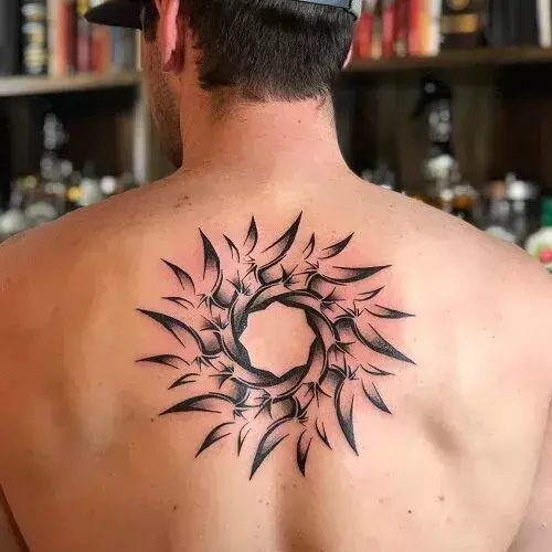 Tribal-Sun-Tattoo-mens-back