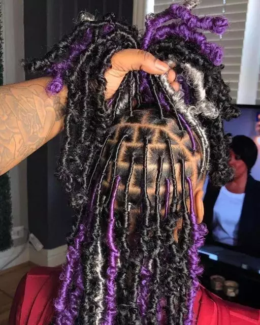 Purple and sliver butterfly locs