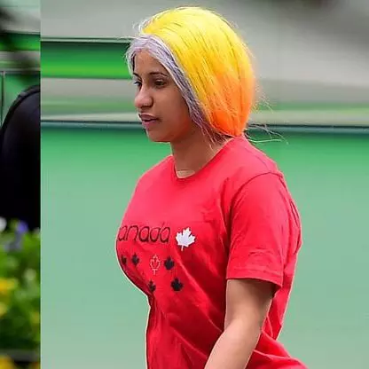 yellow-red-hair-cardi-B-no-makeup