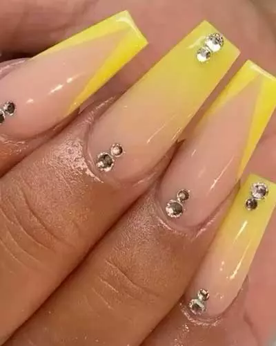 ombre-and-v-cut-yellow-french-tip-coffin-nails