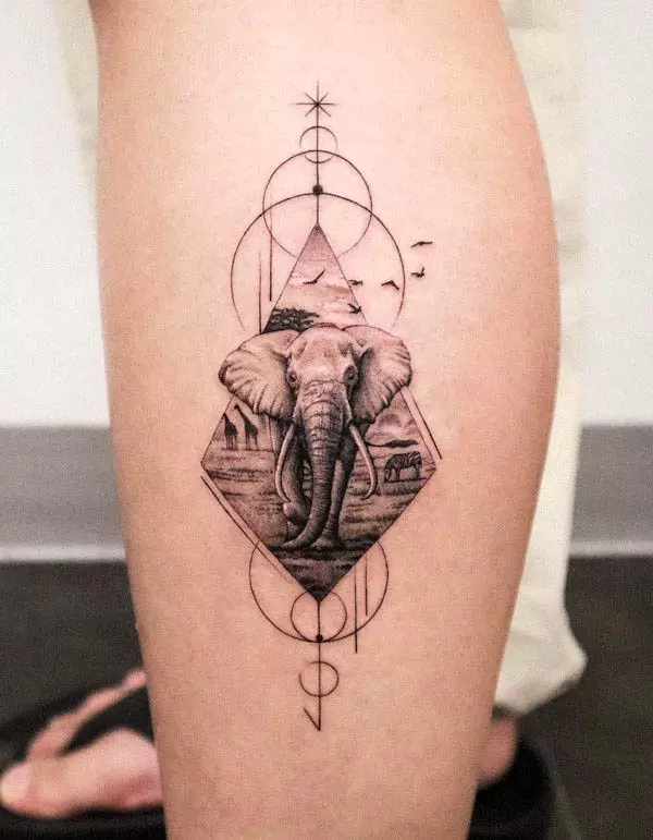 Geometric-elephant-tattoo