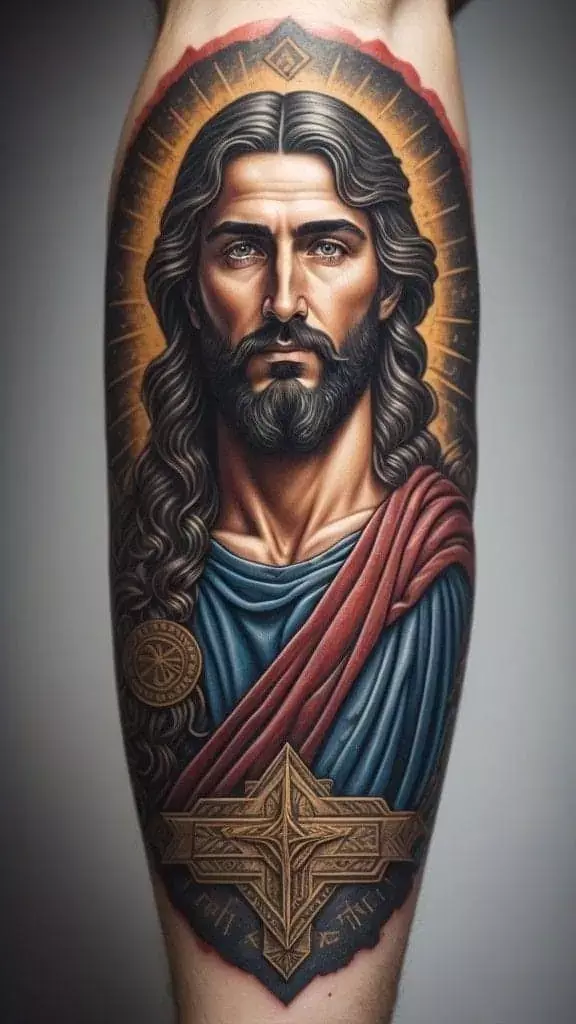 Jesus-in-a-traditional-religious-art-style-tattoo