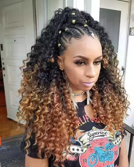 Tribal-Braids-With-Curls