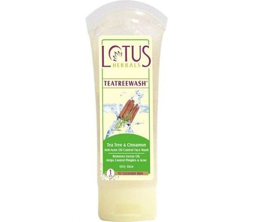 4- Lotus herbals tea tree and cinnamon anti-acne oil control face wash