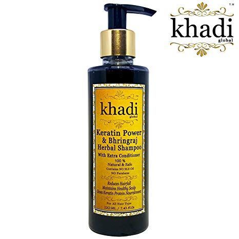 7) Khadi Global Keratin Power and Bhringraj Herbal Shampoo